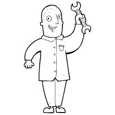 line drawing cartoon mechanic N2