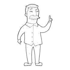 line drawing cartoon man with mustache