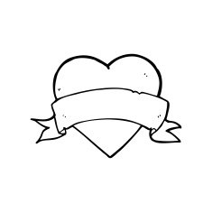 line drawing cartoon heart tattoo N2