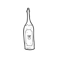 line drawing cartoon wine bottle
