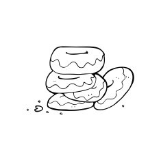 line drawing cartoon pile of donuts