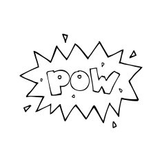 line drawing cartoon comic book pow symbol