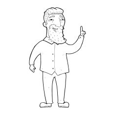 line drawing cartoon bearded man