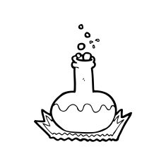 line drawing cartoon science experiment N2