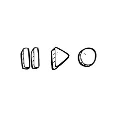 line drawing cartoon playback symbols