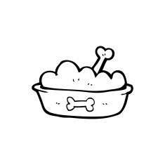 line drawing cartoon dog food N7