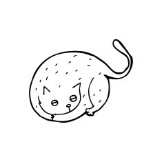 line drawing cartoon cat N7