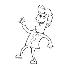 line drawing cartoon happy office man