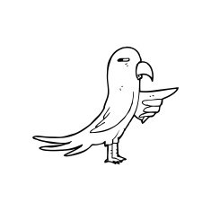 line drawing cartoon parrot N2