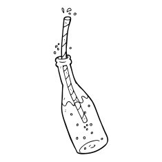 line drawing cartoon fizzy drink and straw N3