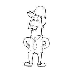 line drawing cartoon man with mustache N3