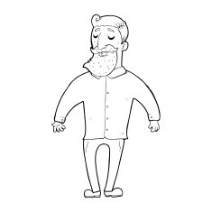 line drawing cartoon bearded man N2