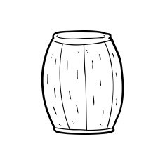 line drawing cartoon beer barrel