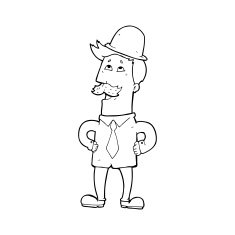line drawing cartoon old man N3