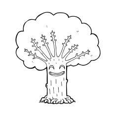 line drawing cartoon happy tree