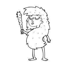 line drawing cartoon cave woman N2