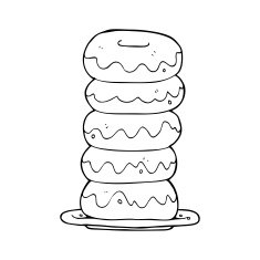 line drawing cartoon plate of donuts