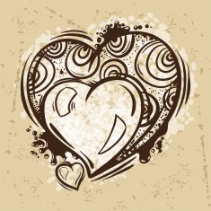 Template with Valentine hearts in line art style