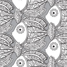 Seamless pattern with ornate fishes