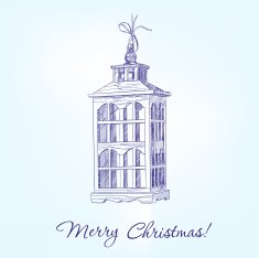 Christmas decorations old lamp hand drawn vector llustration realistic sketch
