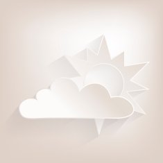 Flat Cloud and Sun Icon with shadow