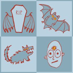 Vector set of funny Halloween monsters Art for print