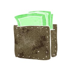 cartoon wallet full of cash