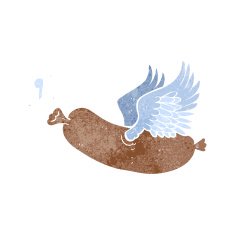 cartoon flying sausage