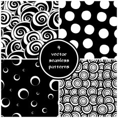 Set of four monochrome geometric patterns