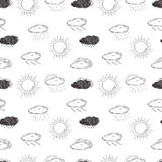 Weather symbols seamless pattern Sketch vector illustration