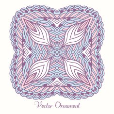 Hand drawn square ornament Card template with mandala Geometrical ethnic