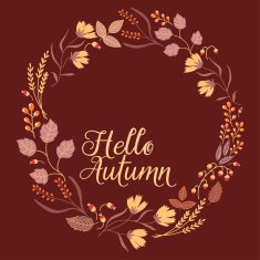 Floral Frame Sign Hello Autumn