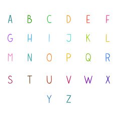 Colorful hand drawn vector full alphabet