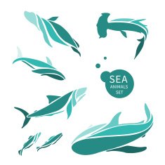 vector sea animals logo set N2