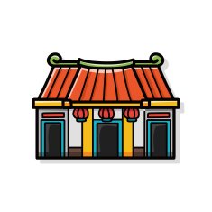 Chinese New Year traditional temple doodle