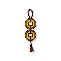 Chinese New Year Ancient coins lucky pendant doodle N5