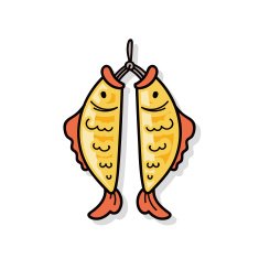 Chinese fish lucky pendant doodle N3