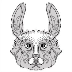 Rabbit head doodle with black nose N2