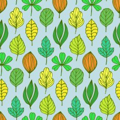 Seamless pattern with hand drawn leaves Autumn