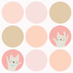 Couple cats on sweet circle background