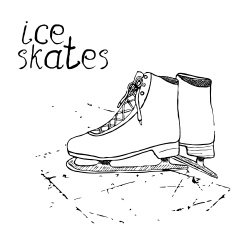 Handdrawn sketch ice skates Drawing Sport doodle winter sports items