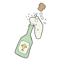 cartoon champagne popping