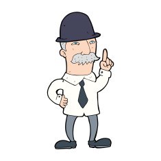 cartoon man in bowler hat