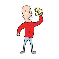cartoon bald man with wig N2