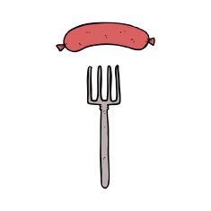 cartoon fork and sausage N2