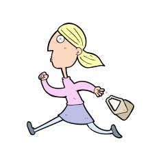 cartoon running woman stressed
