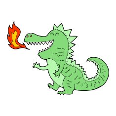 cartoon fire breathing dragon N2