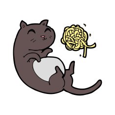 cartoon cat with ball of yarn