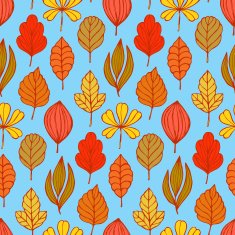 Seamless pattern with hand drawn leaves Autumn N2