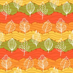 Seamless pattern with hand drawn leaves Autumn N3